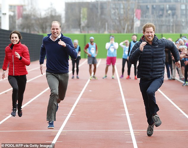 The trio took part in a relay race to promote their Heads Together campaign at the Queen Elizabeth Olympic Park in London in 2017