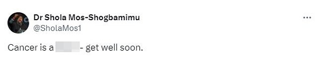 TV personality Dr Shola was previously among those sharing conspiracy theories about Kate but has now told her to 'get well soon'