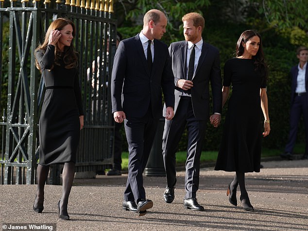 Once dubbed the 'Fab Four', the two couples have not been seen together publicly since the Queen's funeral (Pictured on September 10th 2022)