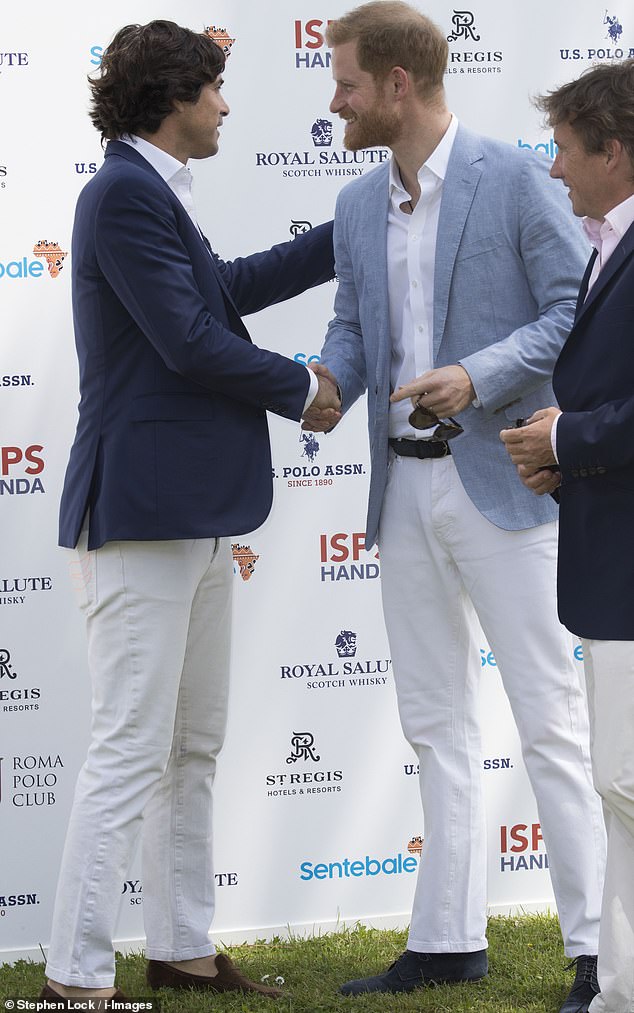 Supporting Harry: Nacho Figueras attend the Sentebale ISPS Handa Polo Cup in Rome, a charity co-founded by the prince; pictured in May 2019