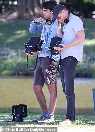 Harry was spotted watching back segments of the footage on a monitor