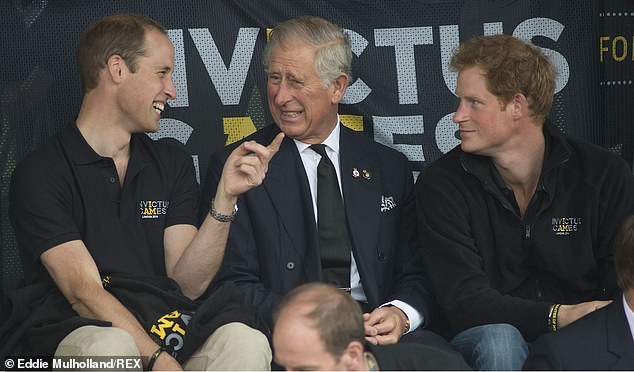 Prince William, Prince Charles and Prince Harry watching the athletics at the inaugural Invictus Games, at Lee Valley Athletics Centre on September 11, 2014