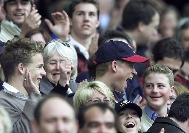 Prince Harry and friend Guy Pelly watch England play France at Twickenham