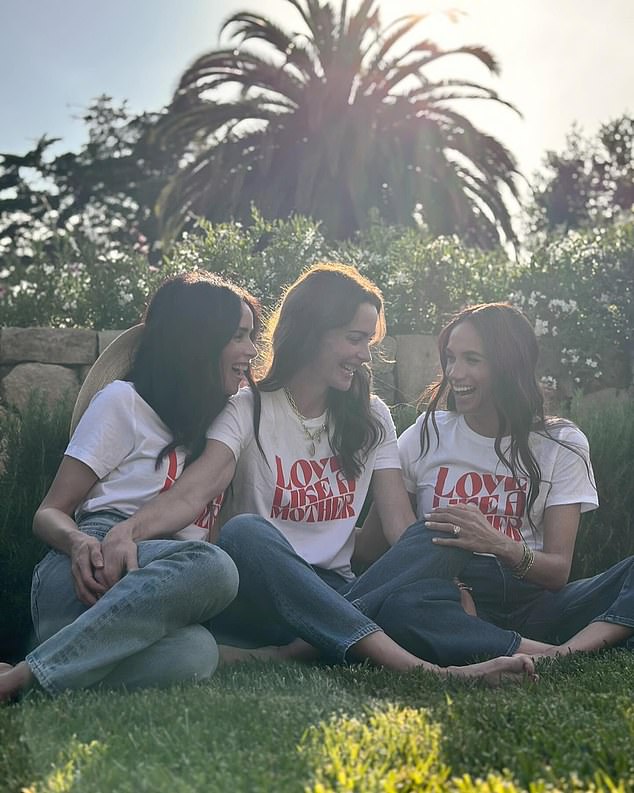 Meghan Markle (right) posed with her Suits co-star Abigail Spencer (left) to support their friend Jessica Zajfen (center) in a new charity campaign