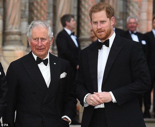 Charles and Harry at the Our Planet' premiere at the Natural History Museum in London in 2019