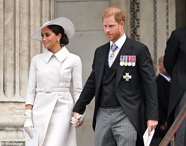 Meghan has not visited the UK since 2022 (pictured during the Platinum Jubilee celebrations in June that year)