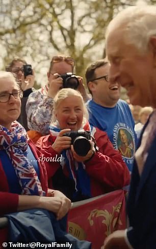 King Charles seen greeting royal fans ahead of the Coronation