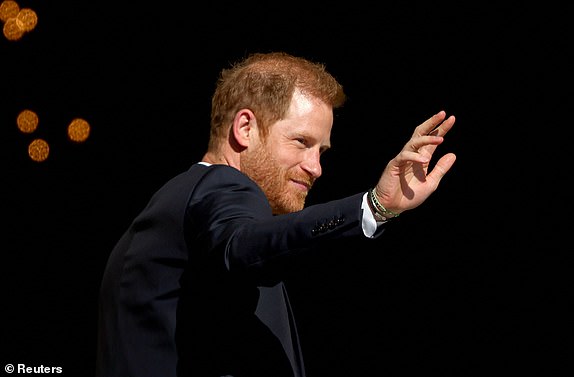 Britain's Prince Harry arrives to attend the Invictus Games Foundation 10th Anniversary Service of Thanksgiving at St Paul's Cathedral, in London, Britain, May 8, 2024. REUTERS/Toby Melville