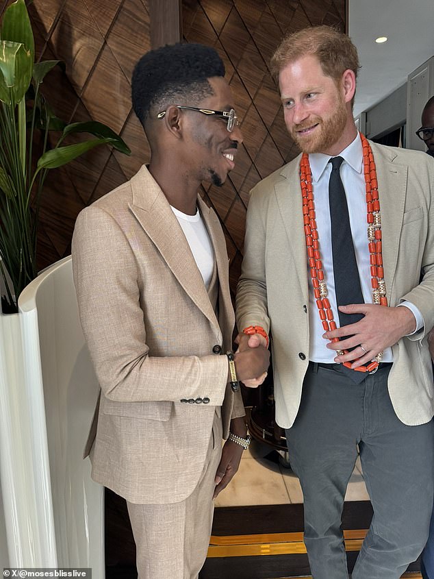 Moses Bliss sang both Prince Harry and Meghan's praises, and added it was an 'honour' to sing to them