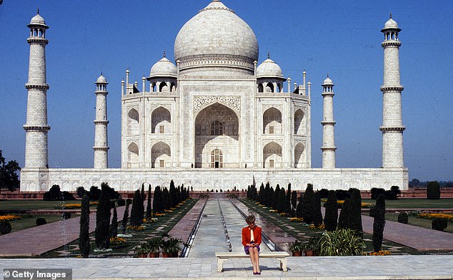 The late princess cut a very lonely figure in front of the Taj Mahal, an ivory white marble mausoleum, which stands as a timeless symbol of love, in 1992