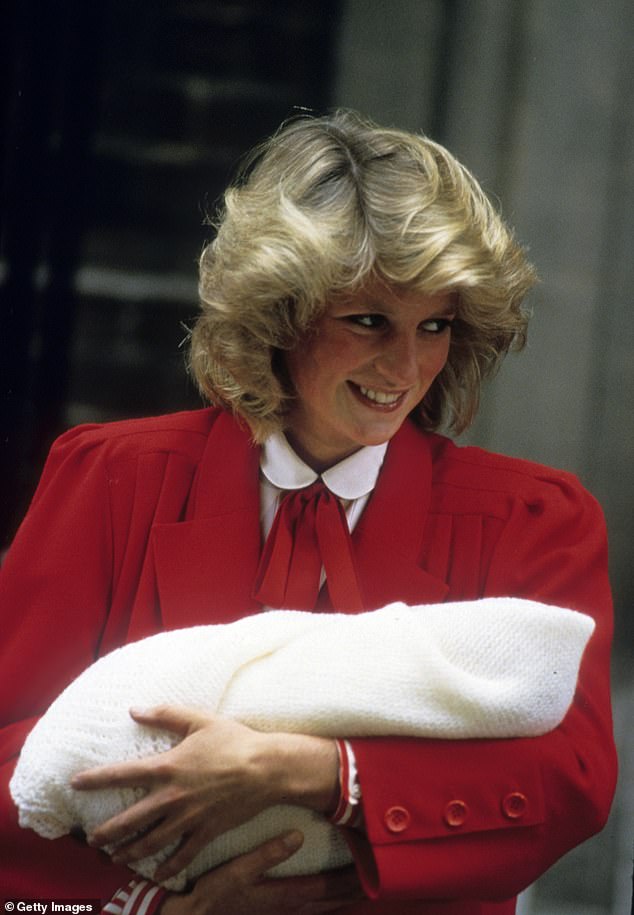 Motherly bond: Anwar Hussein captured the moment Diana emerged from the Lindo Wing of St Mary's Hospital, London, following the birth of Prince Harry in 1984