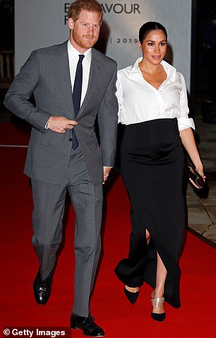 In early 2019, Meghan attended the Endeavour Fund Awards in an ensemble that was straight out of the Carolyn Bessette Kennedy look book. The duchess, who was pregnant with son Archie at the time, paired a Givenchy white button-down shirt with a floor-length black skirt