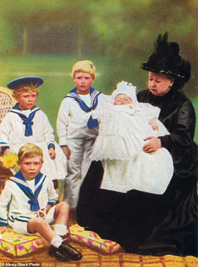 Queen Victoria pictured in 1900 with some of her great-grandchildren at Osbourne House, where she later died