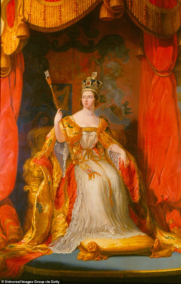 'I shall do my utmost to do fulfil my duty towards my country,' Victoria wrote in her diaries. Above: In her coronation robes