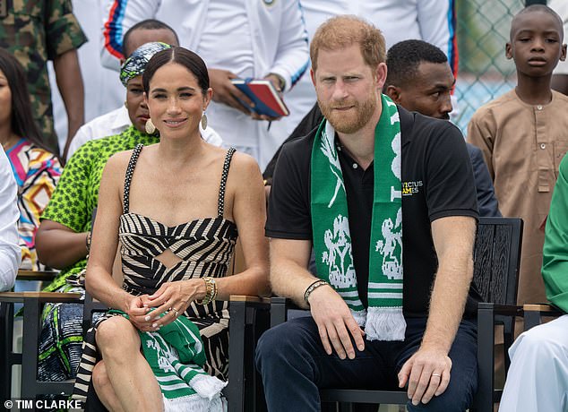 The couple looked focused as they watched on at the sitting volleyball exhibition match in the Nigerian capital