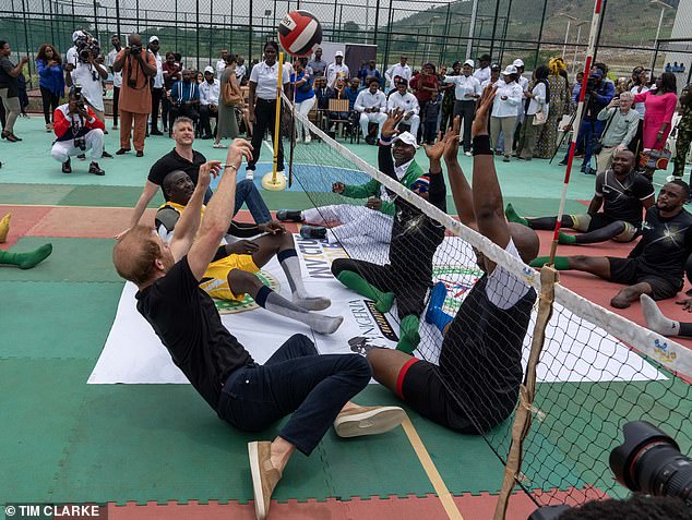 Harry delighted fans as he took part in the sitting volleyball exhibition match - even if he wasn't able to fend off his opponents' victory