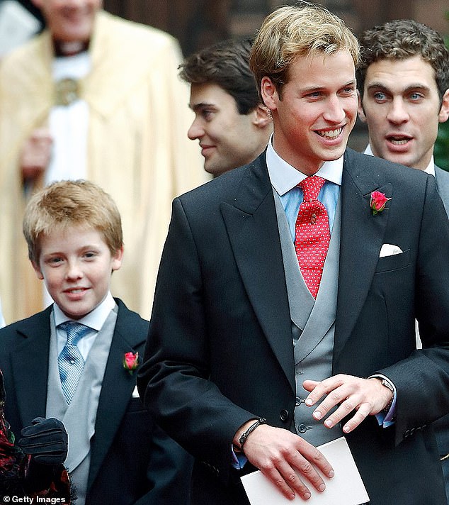 Hugh has been close to William and Harry since he was a child. Pictured: Prince William stands in front of Hugh at the wedding of the duke's older sister, Lady Tamara Grosvenor in Chester in 2004