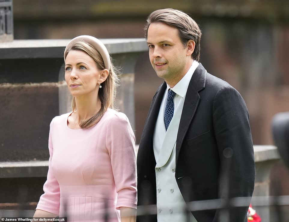 Charlie Gilkes and his wife Anneke arriving at the cathedral for the society wedding of the year today