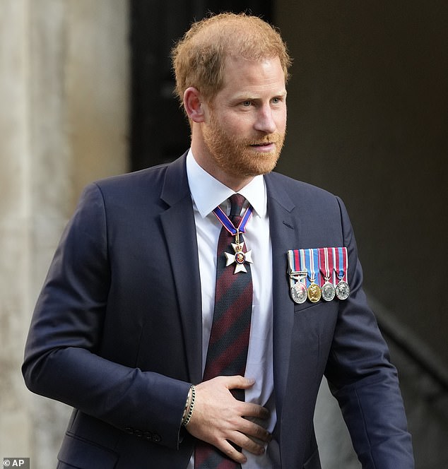 Harry leaves the 10th Anniversary Invictus Games service of thanksgiving at St Paul's Cathedral in London on May 8