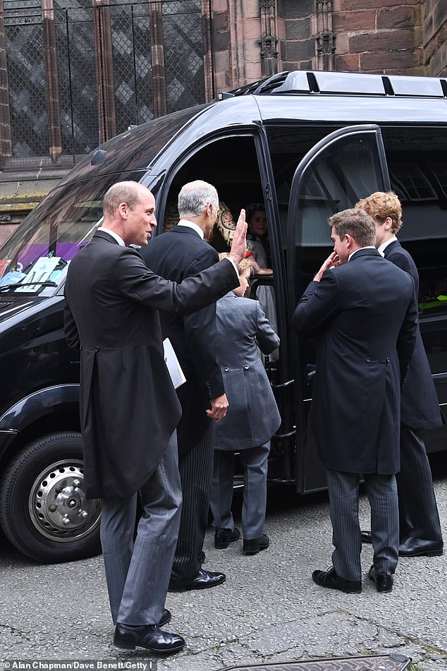 Prince William leaving the ceremony with guests heading to the receiption