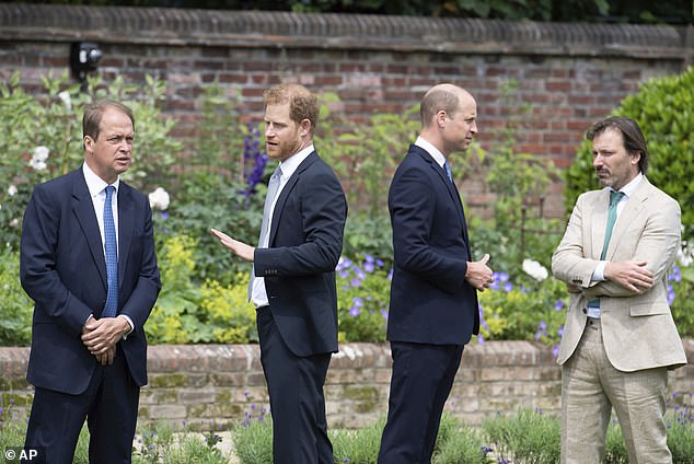 Harry and William are seen at the unveiling of a statue of Princess Diana in 2021 - the last time they were seen together