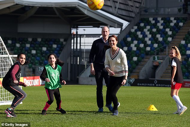 Sport-fanatic Kate was in her element during a visit to Belfast's Windsor Park stadium on February 27, 2019