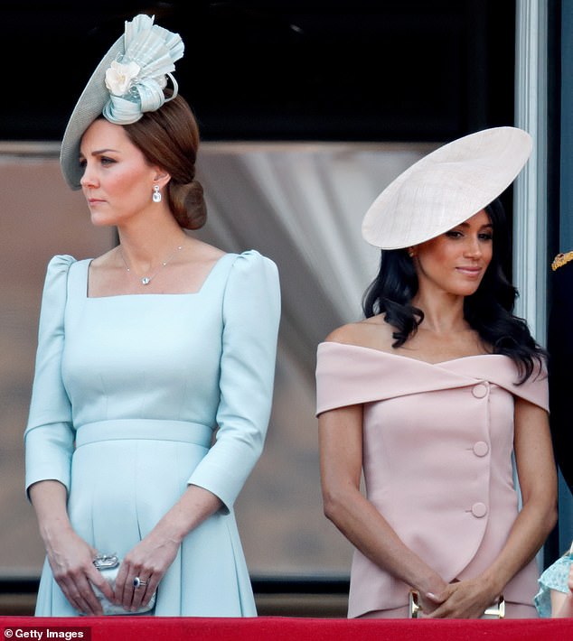 In Spare, Harry alleged that the Princess of Wales made Meghan cry in the run-up to her wedding during a row over Princess Charlotte's flower girl dress. Above: The pair pictured after the wedding in 2018