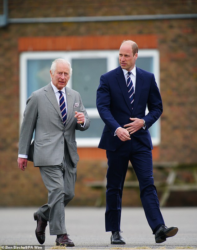 Charles and William at the Army Aviation Centre in Middle Wallop, Hampshire, this afternoon