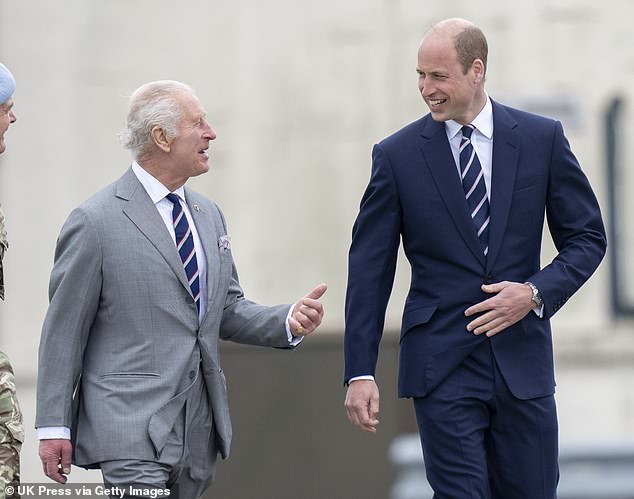 Charles and William at the Army Aviation Centre in Middle Wallop, Hampshire, this afternoon