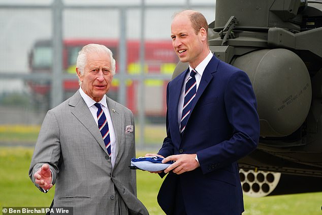 Charles and William at the Army Aviation Centre in Middle Wallop, Hampshire, this afternoon