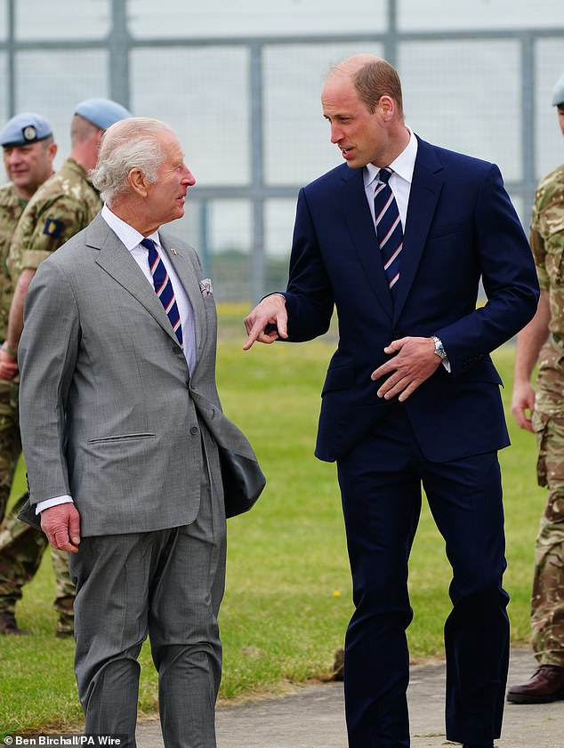 Charles and William at the Army Aviation Centre in Middle Wallop, Hampshire, this afternoon