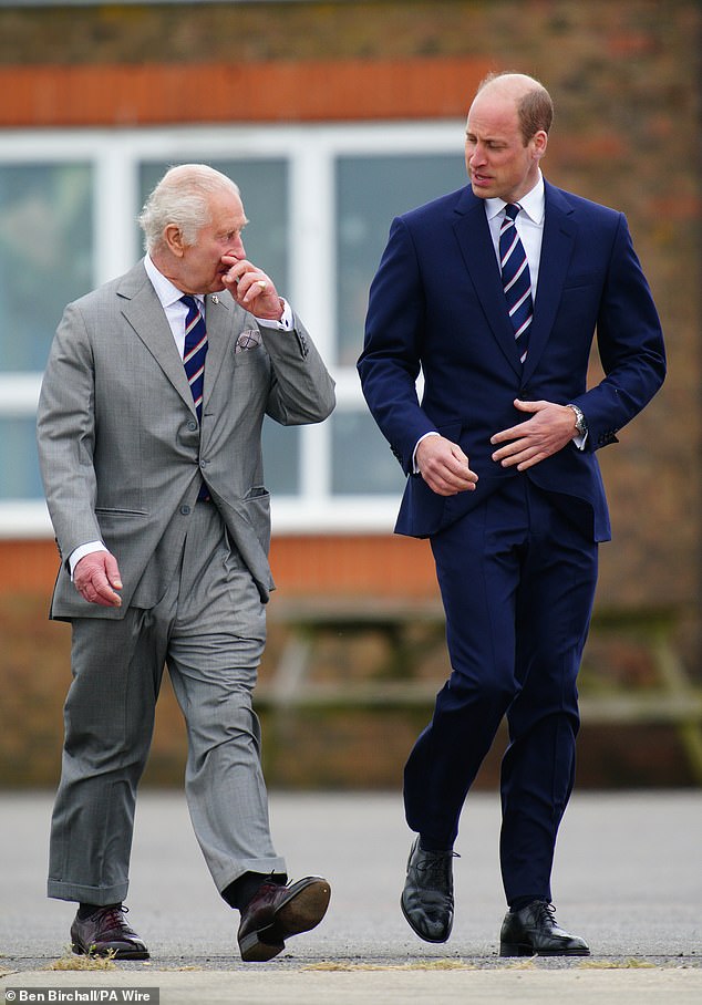 Charles and William at the Army Aviation Centre in Middle Wallop, Hampshire, this afternoon