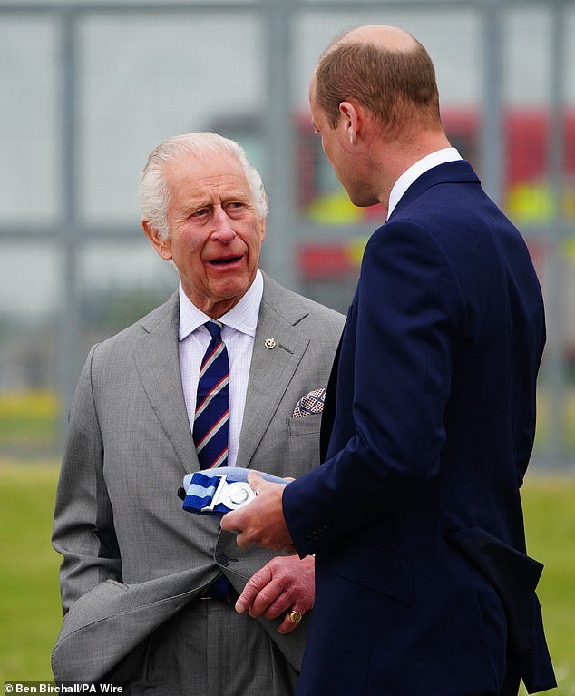 Charles and William at the Army Aviation Centre in Middle Wallop, Hampshire, this afternoon