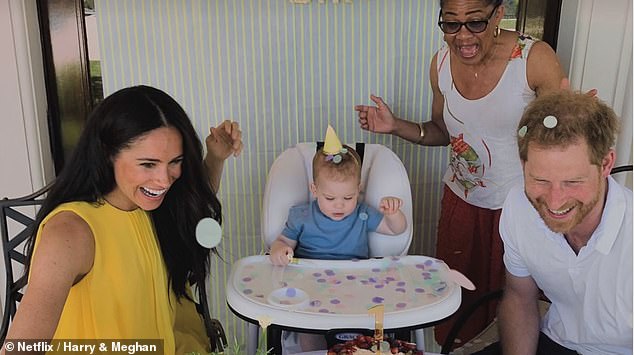 Meghan previously donned the yellow dress in photographs shared on the couple's social media to mark the birthday of their oldest son Archie