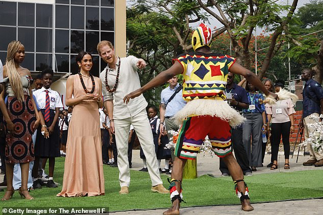 The Duchess also favoured Heidi Merrick during the first day of her official tour of Nigeria