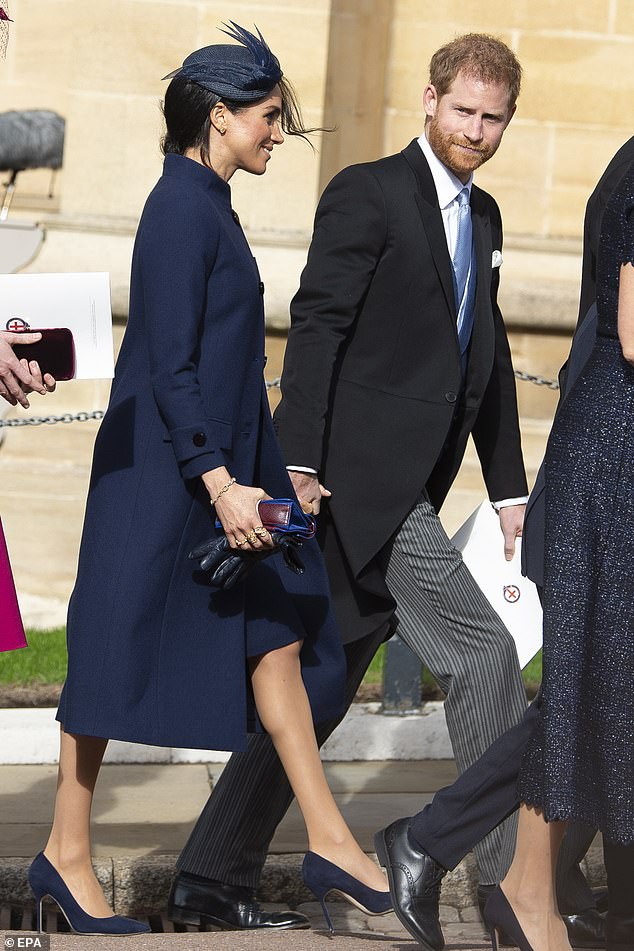 Pictured: Meghan Markle and Prince Harry seen arriving at Princess Eugenie's wedding in October 2018