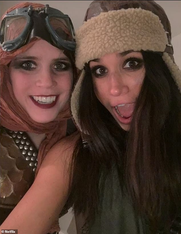 Pictured: Princess Eugenie with Meghan Markle at a Halloween party in Toronto before the Duke and Duchess' relationship became public knowledge