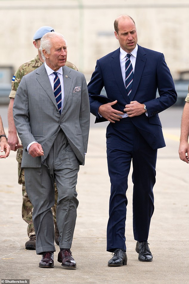 King Charles III and his son Prince William, Prince of Wales, as William was named Colonel in Chief of the Army Air Corps last month