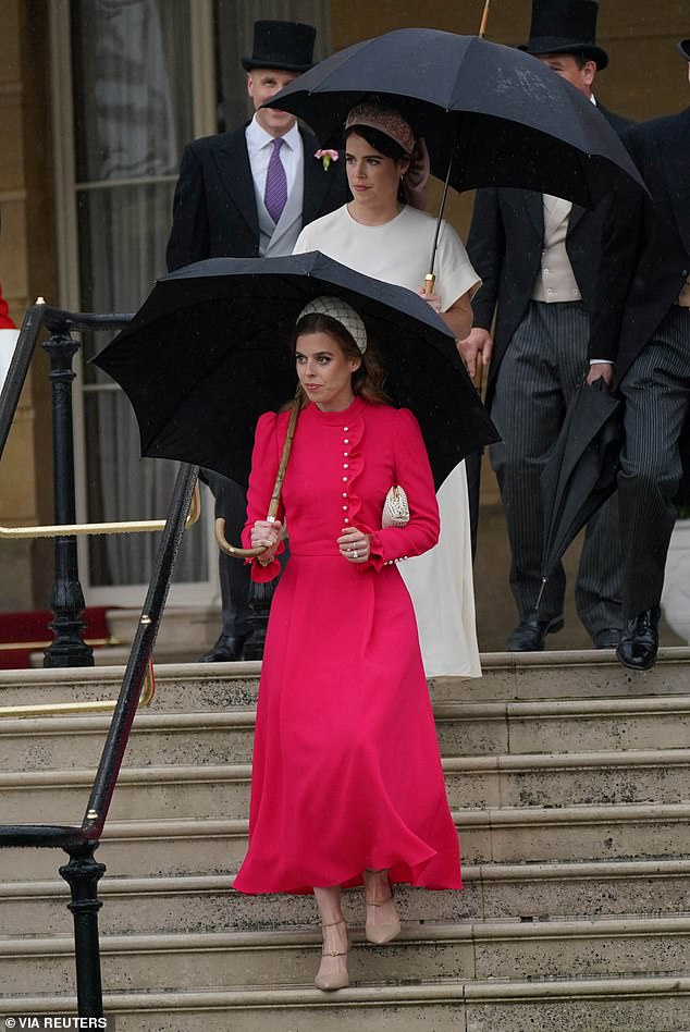 Princess Beatrice, 35, has shown her loyalty to the Firm with her presence at royal events, including the Sovereign's Garden Party at Buckingham Palace in May (pictured)