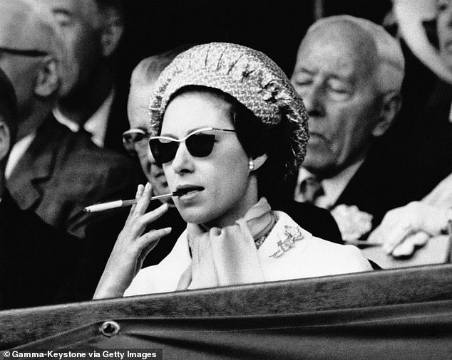 In 1965, Princess Margaret was spotted in the royal box with sunglasses on, cigarette in hand and a fabulous diamond brooch pinned to her shoulder