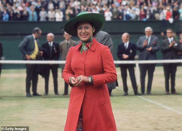 In 1970, Princess Margaret presented the trophy in the men's singles wearing a large diamond Maltese cross pinned between the collars of her red coat, along with several rings on three of her fingers