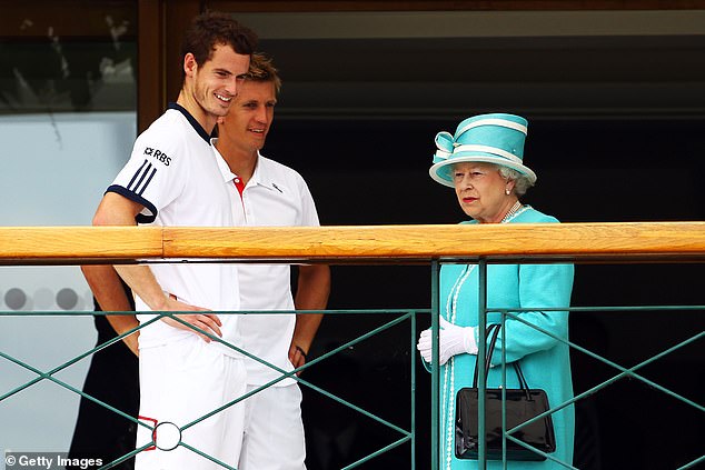 The Queen meeting Andy Murray and Jarkko Nieminen at Wimbledon in 2010