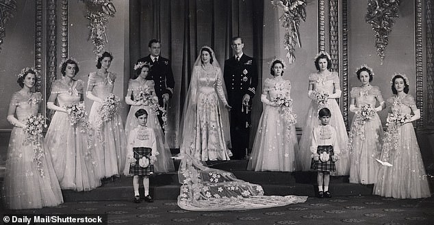 One of the official photographs taken to mark the wedding of Princess Elizabeth and Prince Philip in 1947