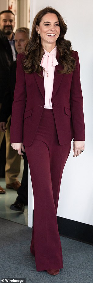 Kate wore this burgundy trouser suit when she joined her husband for the Earthshot prize ceremony in Boston in December 2022