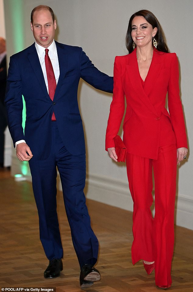 William and Catherine attend an event for the Royal Foundation Centre for Early Childhood in January 2023. The Princess of Wales wore a scarlet trouser suit