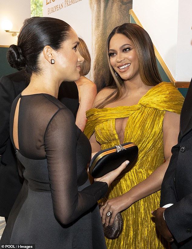 The Single Ladies singer and Meghan have a longstanding friendship (seen at the premiere of The Lion King in London, 2019)