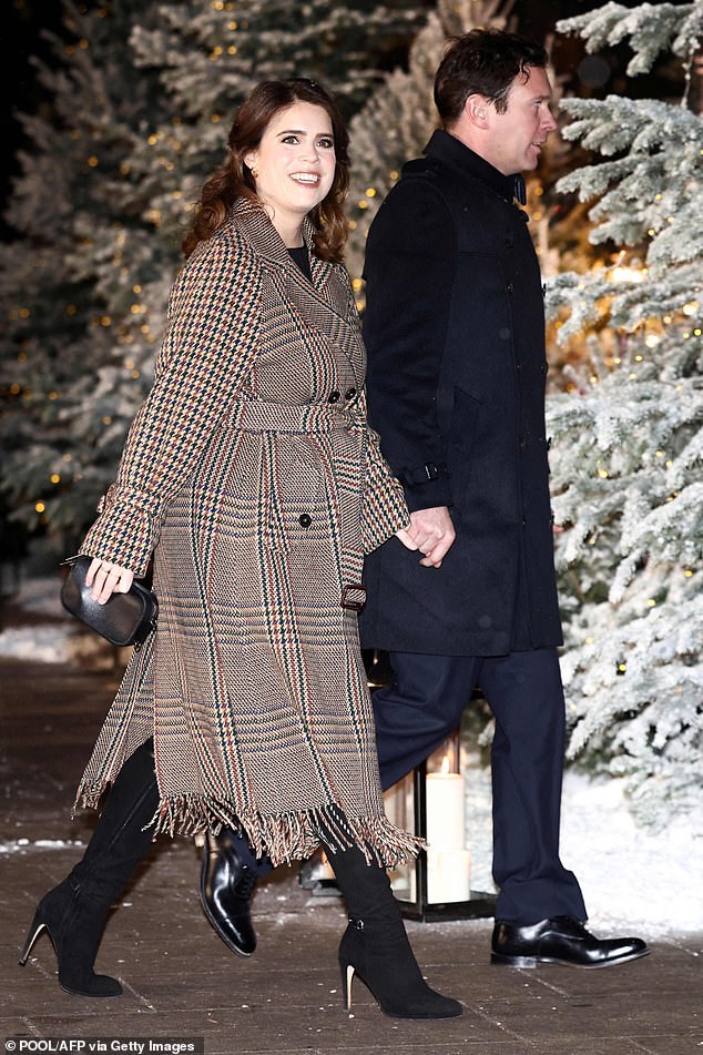 Princess Eugenie was all smiles as she walked into the Abbey with her husband Jack in December 2022, around the time Prince Harry and Meghan's Netflix documentary was released