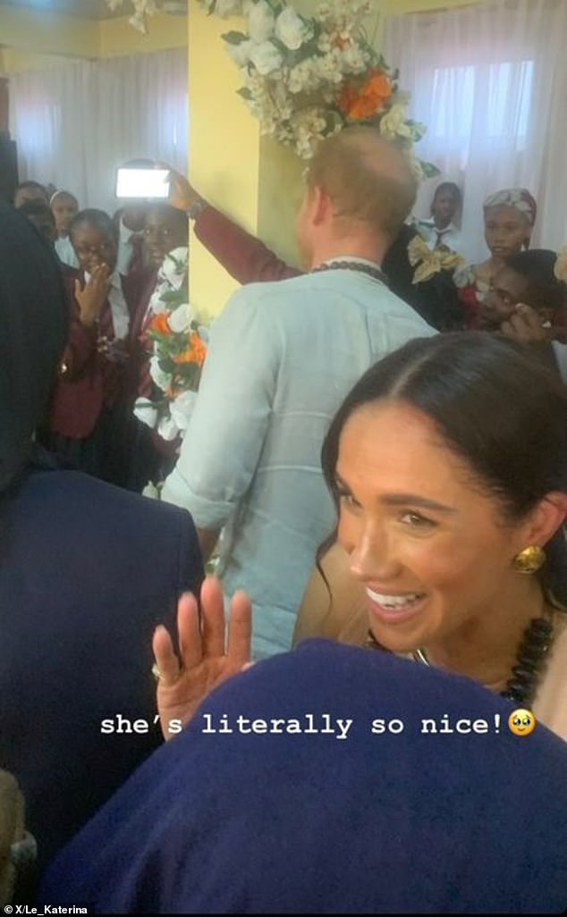 One of the excited children shared a picture saying Meghan was 'literally so nice!'