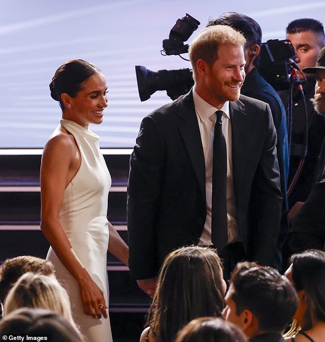 The Duke and Duchess of Sussex as they take their seats in the Dolby Theatre