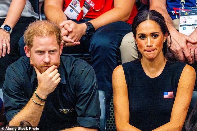 The Duke of Sussex and Meghan Markle seen during the Invictus Games 2023 at the Merkur Spiel-Arena in Dusseldorf